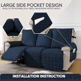 thumbnail image 6 of UPONRAY Non-Slip Recliner Couch Cover, Waterproof 3 Seater Recliner Chair Covers, Washable Furniture Protectors Recliner Cover for Kids Pet Dog(3 Seaters,Navy Blue), 6 of 7
