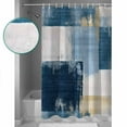 thumbnail image 4 of Abstract Collage Art Shower Curtain, 60" x 72", Vintage Blue Oil Painting Theme Waterproof Bathroom Curtain Washable Shower Curtain Set with 12 Hooks, 4 of 6