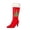 Red, variant on Women Boots Christmas Style Round Toe Side Zip Fleece Lined Warm Mid Boots Comfort Flock Tree Embroidered Shoes with Slim Heel for Fall Winter Holiday Party Evening Casual Outdoor Wear
