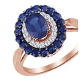 thumbnail image 2 of AFFY Oval Cut Simulated Blue Sapphire,White Cubic Zirconia Halo Ring In 10k Rose Gold Ring Size-5.5, 2 of 2