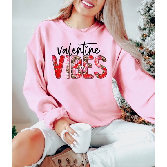 Valentine Vibes Sweatshirt, Leopard Valentine’s Day Sweater, XOXO Sweatshirt, Love Sweatshirt, Women’s Valentine Sweatshirt, Pink Valentine Tee
