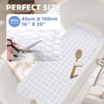 thumbnail image 6 of PABUBE Shower Mat for Bathtub, Quick Dry Bathtub Mat 16"x 39", Bath Mat for Tub with Powerful Suction Cup & Drain Holes , Soft On Feet, Non-Slip Machine Washable Tub Mat, Easy to Cut, Clear, 6 of 6