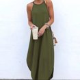 thumbnail image 2 of gakvbuo Maxi Dress For Women With Pockets Strap Boho Sundress Summer Tank Dresses Sleeveless Split Maxi Long Beach T-Shirt Dress With Split Bottom Sundress Travel Vacation Outfits, 2 of 5