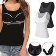 thumbnail image 1 of QRIC Tank Tops with Built in Bras for Women Wider Strap Stretch Camisoles Activewear of 2 Pack, 1 of 7