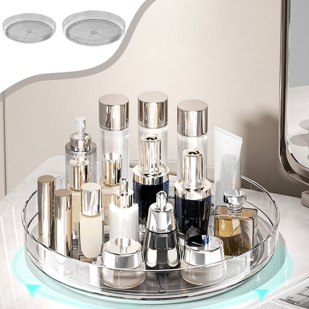 Organizador de tocadiscos para armarios de cocina | Lazy Susan de plástico transparente giratorio a 360° para despensa, nevera, encimera | Contiene especias, condimentos, cosméticos | Diámetro de