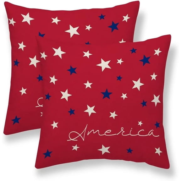 4th of July Pillow Covers 20x20 Set of 2, Memorial Day American Flag Stars Patriotic Throw Pillows Linen Outdoor Independence Day Decorative Cushion Case for Bed Couch Sofa Home Decor