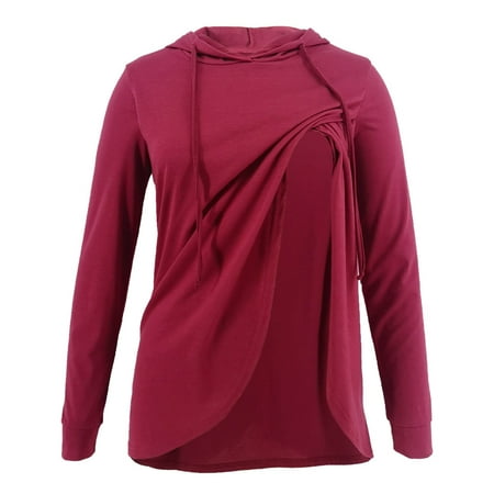 

Juebong Women s Maternity Nursing Hoodie Sweatshirt Tops Going Home Outfit for Mom After Birth Comfy Long Sleeve Breastfeeding Tee Shirts Plus Round Neck Pregnancy Drawstring Hooded Pullover Tops