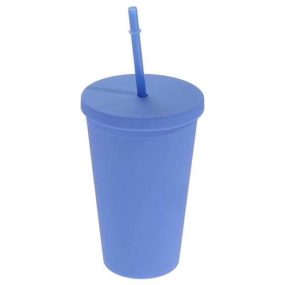 Acrylic Tumbler with Lid and Straw, 15 Oz Insulated Double Wall Cups, Matte Travel Tumblers for Parties (Candy Blue)
