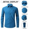 thumbnail image 3 of XINQIHANG Chemise Habillée à Manches Longues pour Hommes Coupe Régulière Décontractée Boutonnée Unie avec Poches, 3 of 7