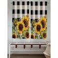 thumbnail image 5 of Sunflower Checkered Bedroom Curtains 63 Inches length, Black Buffalo Plaid Pastoral Flowers Window Treatment Curtain Drapes, Rod Pocket Curtain Panels for Living Room Kitchen, 42"x63", 2 Panels, 5 of 7