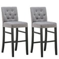 thumbnail image 6 of 30" Counter Height Bar Stools set of 2 with Back Fabric Modern  Bar Chairs Barstools with Seat Height Upholstered Button Tufted Wooden Island Stools for Kitchen Counter Home Bar Dining Room （Gray）, 6 of 7