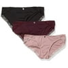 Jessica Simpson Womens Cotton Bikini Panties Underwear Multi-Pack, Woodrose/Folkstone Grey/Black, Medium