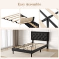 thumbnail image 5 of Lijimei Full Size Platform Bed Frame with Upholstered Button Tufted Headboard, Easy Assembly, No Box Spring Needed, Black, Velvet Fabric, 5 of 9