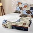 thumbnail image 4 of meiyoeat Cartoon Sport Helmet Twin Quilt Set for Boys, Blue Brown Patchwork Rugby Twin Coverlet Set, 2-Piece, 1 Comforter and 1 Pillowcase, 4 of 7