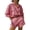 Pink, variant on Womens Solid Color 2 Piece Outfits Long Sleeve Lapel Button Loose Fit Top Mini Shorts Summer Set Red XXL