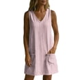 thumbnail image 7 of QUNYINEY A Line Sun Dresses Women Mini Striped Sleeveless Summer Tank Dress with Pockets V Neck Casual Loose Fit Beach Dresses, 7 of 7