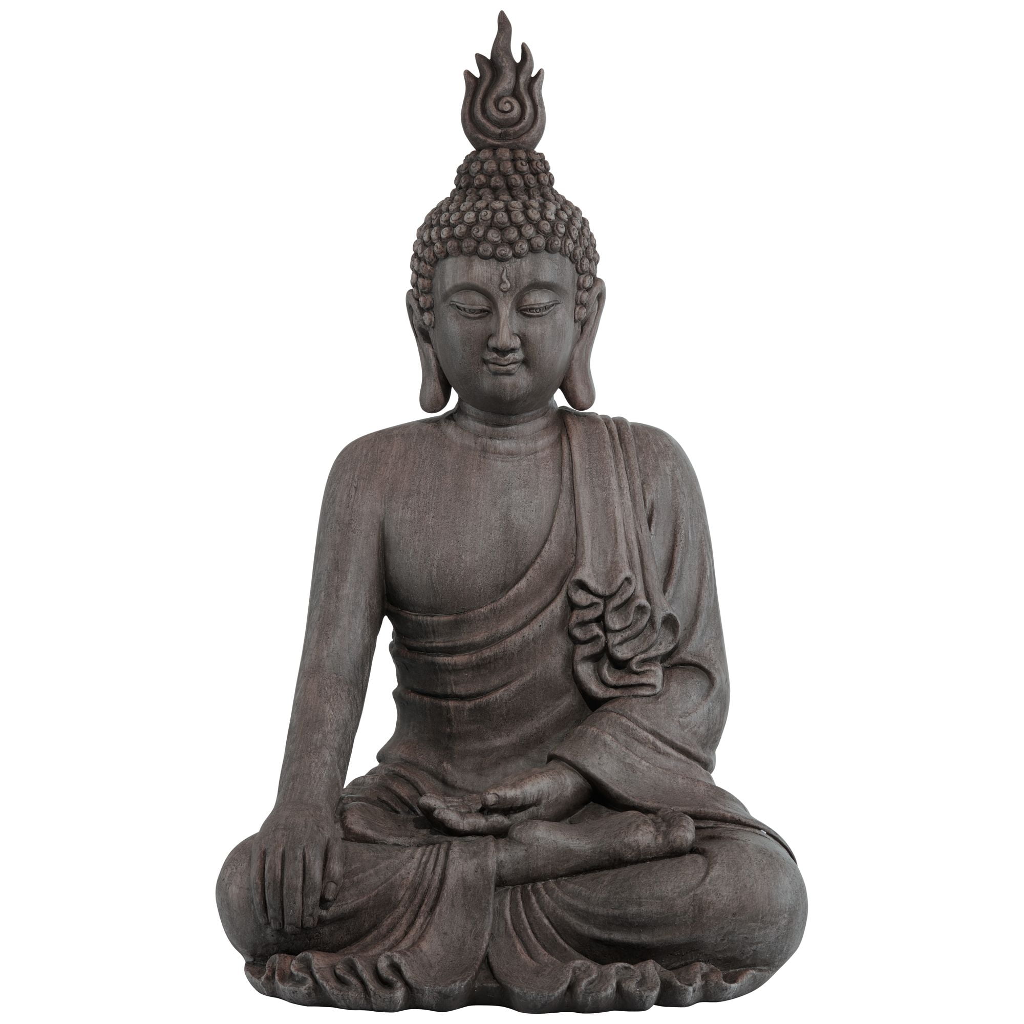 John Timberland Large Sitting Buddha Statue Sculpture Zen Asian Garden Decor Indoor Outdoor Front Porch Stone Gray Finish 42" Tall