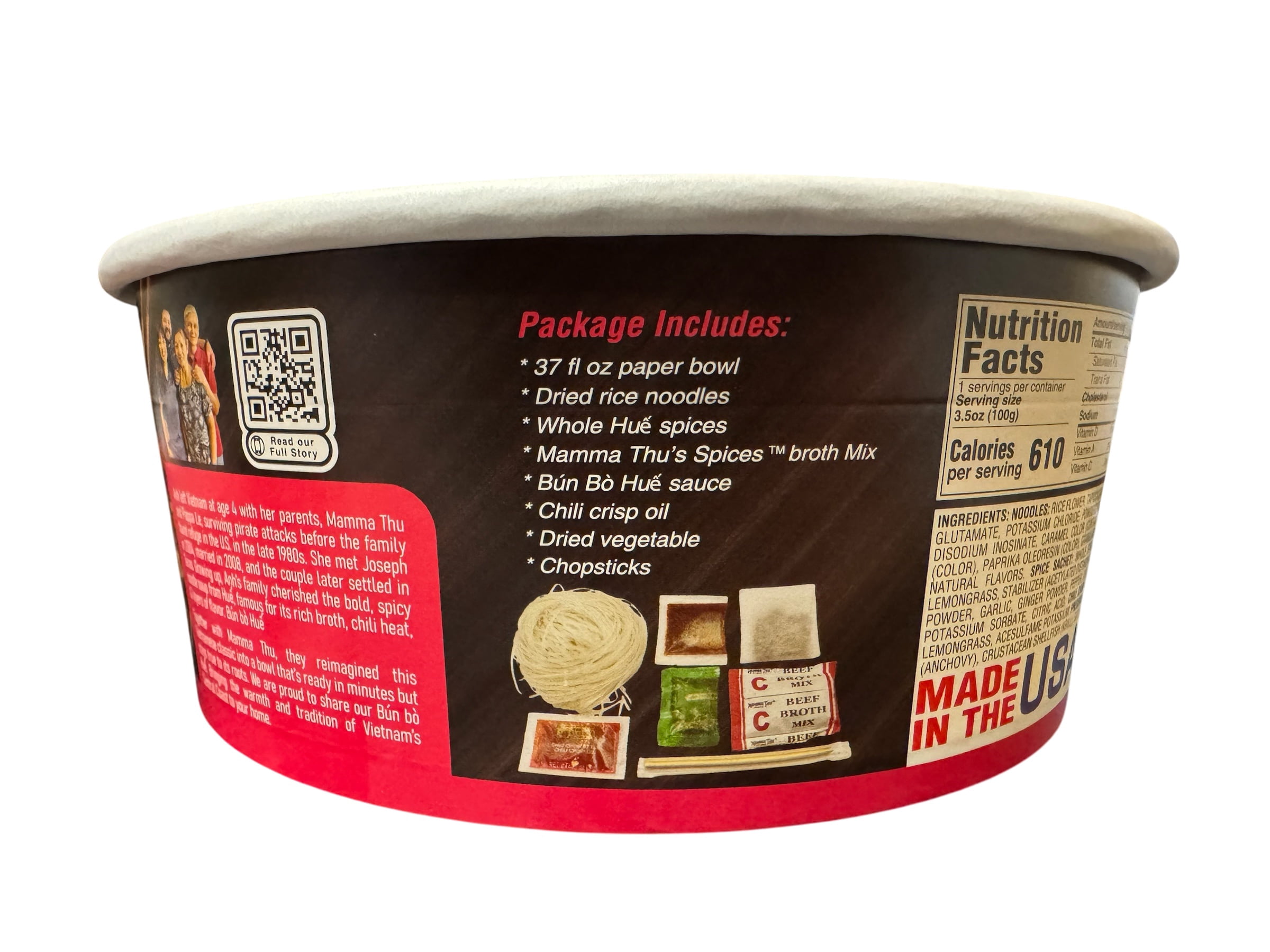 PhoLicious Instant Bun Bo Hue Bowl, Vietnamese Spicy Beef, Seafood & Lemongrass Rice Noodle Soup, 4.15 oz Single Serve, Whole Spices, Ready in 4 Minutes, Ramen Alternative, as Seen on Shark Tank