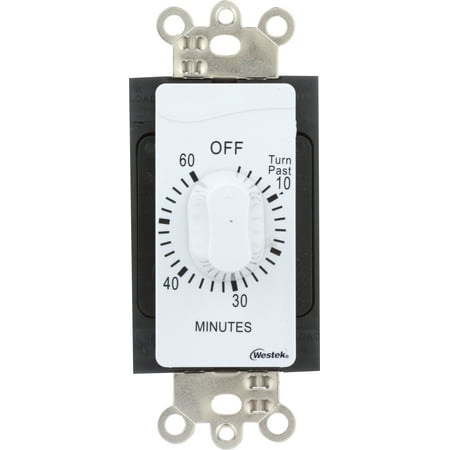 TMSW60MW Hardwire Indoor In-Wall 60 Minute Mechanical Countdown Timer,