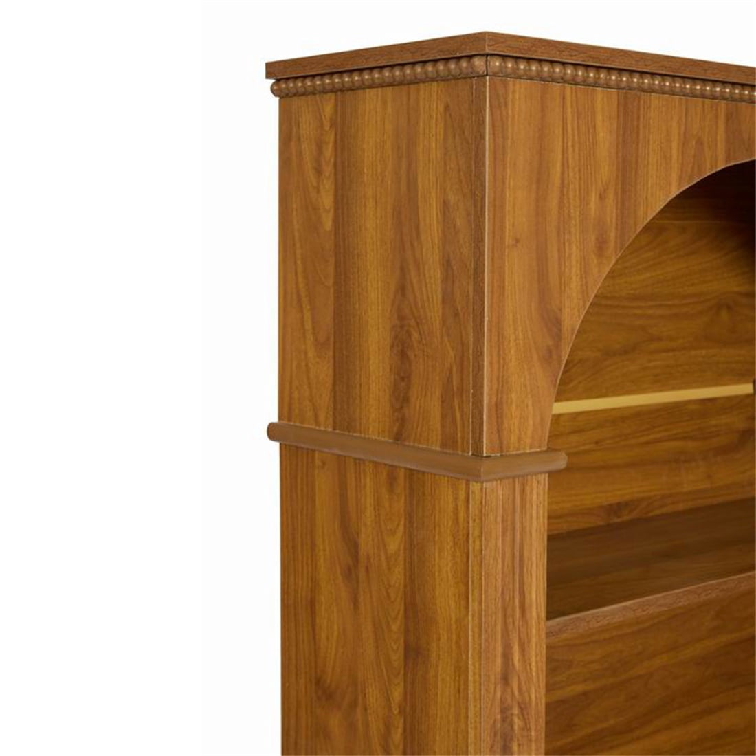Hommoo 3-Tier Arched Open Bookshelf, Traditional Freestanding Bookcase with Decorative Beaded Trim, Wooden Display Shelf for Entryway, Living Room, Bedroom, Hallway, Walnut