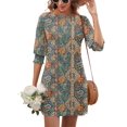 thumbnail image 1 of Vestido LUYAA Boho Floral de manga 3/4 para mujer Summer M, 1 of 6