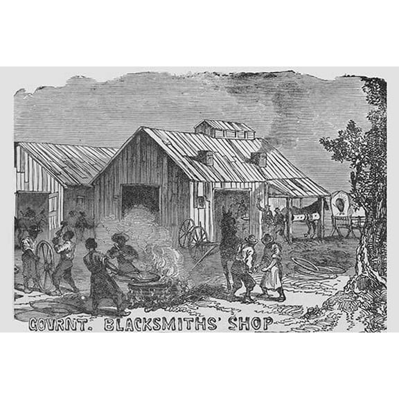 African Americans as blacksmiths-Fine Art Canvas Print (20" x 30")