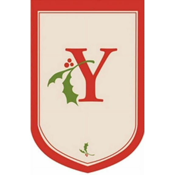 Holiday Monogram Y Christmas House Flag Double Sided Embroidered 28" x 44"