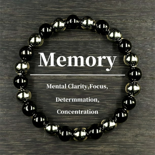 Pulsera de cristal energético para un mayor enfoque y positividad, unisex, con piedra negra y bisel, y joyas elegantes para mujer, para uso diario