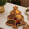 thumbnail image 4 of Christmas Tree Serving Platter with Divided Tray, Snack & Dessert Wooden Food Tray, Cute Charcuterie Board for Holiday Parties, Cheese, Fruits, Candy Display(A), 4 of 7