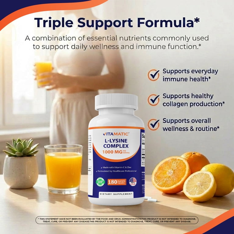 Vitamatic L-Lysine Complex 1000 mg with Vitamin C & Zinc – Immune