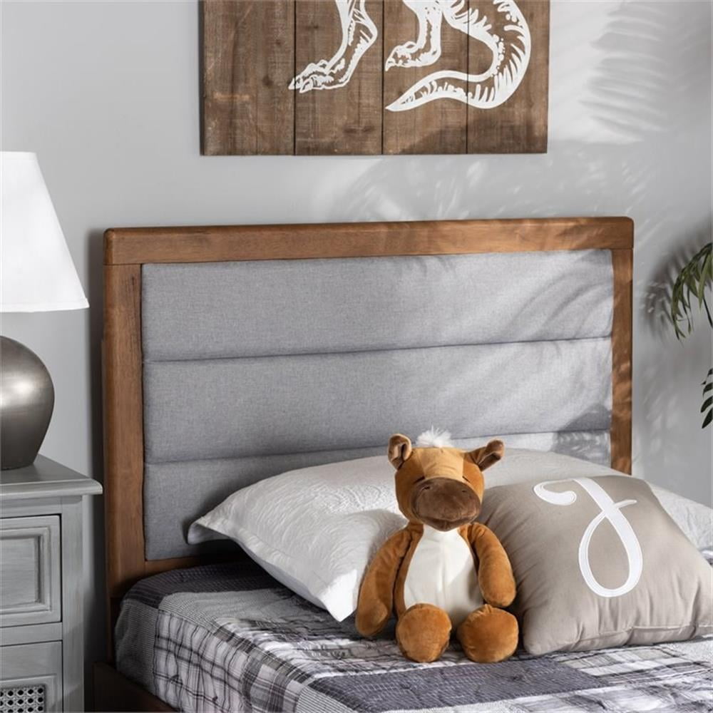 Baxton Studio Dexter Modern and Contemporary Light Grey Fabric  and Walnut Brown Finished  Twin Size Headboard,Wholesale