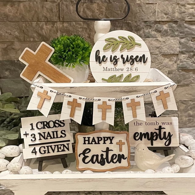 Clearance Prime Deals Today Easter Tiered Tray Decorations Set, Spring Tiered Tray Decorations Set, Wooden Easter Tiered Tray Decor, Sign Tiered Tray, Easter Home Decoration Ornament