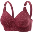 thumbnail image 2 of Bras for Women No Underwire Wireless Bras Ndbuld Women's Non Steel Hoop Gathered Middle Button Breastfeeding Breathable Elastic Underwear Daily Bra Wine L, 2 of 5