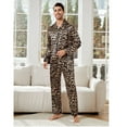 thumbnail image 2 of Couple-style leopard print high-quality ice silk imitation silk cardigan, long-sleeved pants and pajama set, 2 of 6