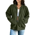thumbnail image 4 of Women's Corduroy Bomber Jackets, Zip Front Long Sleeve Loose Fits Jackets with Pockets, Casual Fashion Outwear Coat Tops, 4 of 8