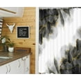 thumbnail image 2 of Black and Gold Marble Camper Shower Curtain for Travel Trailer Bathroom, Modern Abstract Camping Narrow Shorter Fabric Shower Curtains Set, Happy Camp Decor Accessories with Hooks 47X64 Inch, 2 of 5