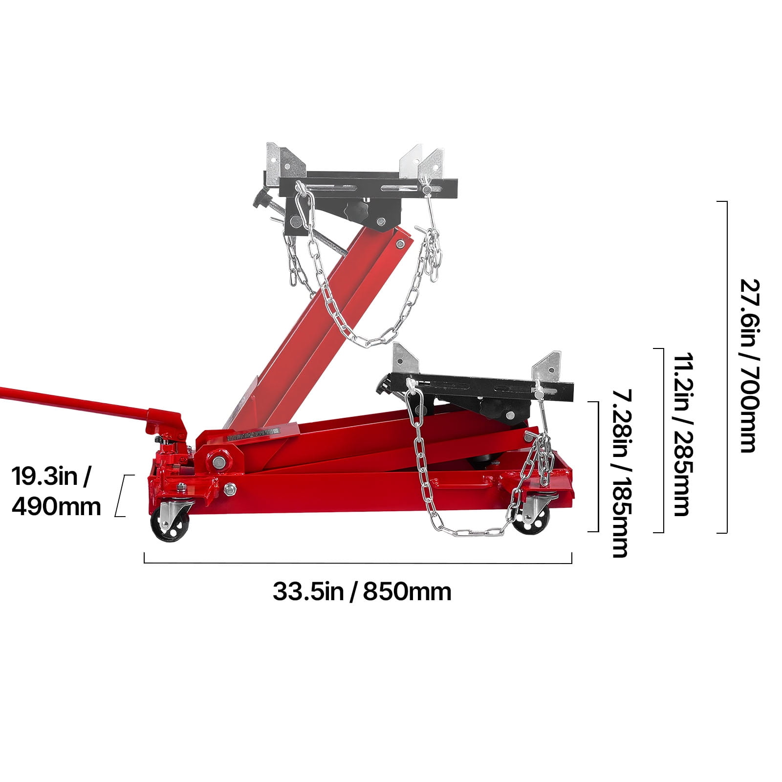 VEVOR Low Profile Floor Jack, 2200 lbs / 1 Ton Lifting Capacity Telescoping Transmission Floor Jack, 7.28-27.6 in Lifting Height, Flexible 360° Swivel wheels, Heavy-Duty Lift Hoist for Garage/Shop