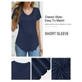 thumbnail image 4 of JYLFC Women T-Shirts Short Sleeve Tee V Neck Loose Tops Solid Tunic, Navy XL, 4 of 6