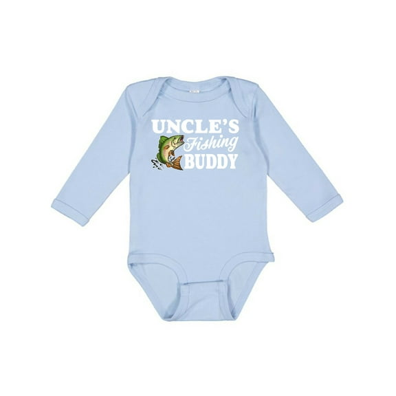Inktastic Uncle's Fishing Buddy with White Text Boys Long Sleeve Baby Bodysuit