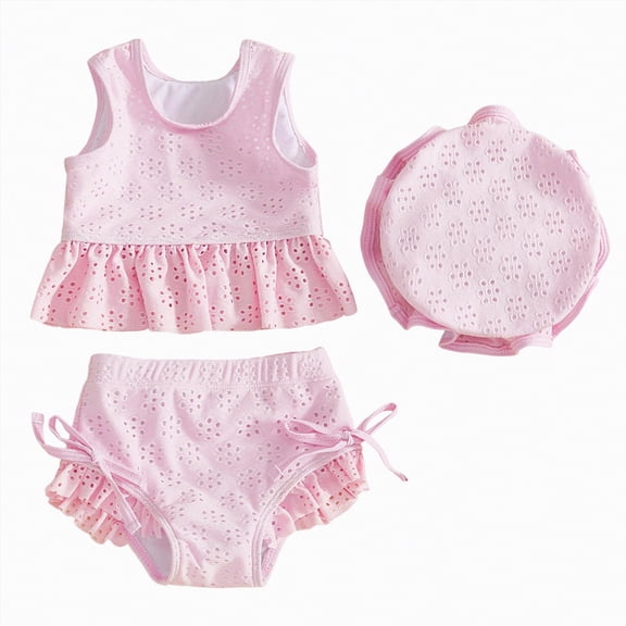 Gubotare Infant Swimsuit Children Girls Swimwear Kids Ruffle Patchwork Strap Swimwear Watermelon Print Swimwear Swimdress Two-Pieces Bathing Suits12 18 Months (Pink,12-18 Months)