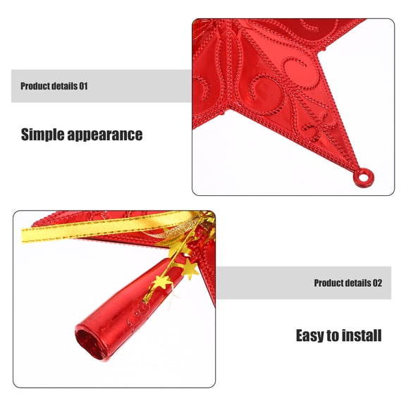 HAMPPLIES Red Tree Topper Christmas Tree Star Topper Plastic 1Set