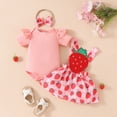 thumbnail image 2 of TOWED22 Baby Girl Clothing Set: Cute Romper Bodysuit Jumpsuit Shorts Set 3Pcs Summer Outfits Red,9-12 M, 2 of 9