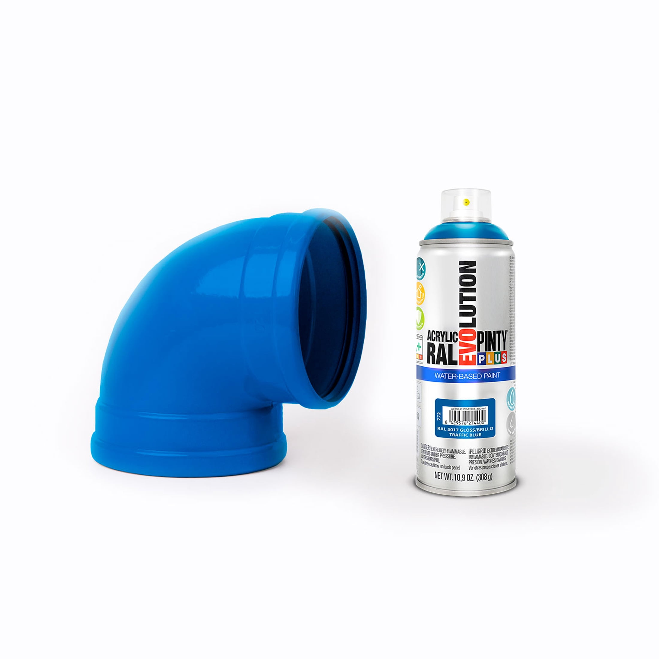 Pintyplus Spray Paint, Gloss Traffic Blue. GREENGUARD Gold Certified, Waterbase, Low Odor, Low GWP Propellant, 10.9oz