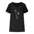 thumbnail image 4 of ALLLIST Womens Tops Clearance Under $5 Short Sleeve V-Neck Black Floral Casual T-Shirts Cotton and Linen Womens T Shirts, 4 of 4