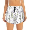 thumbnail image 2 of Xecao's Lavender Flowers for a double-layer running short for women, perfect for gym, tennis, and more, featuring a convenient pocket., 2 of 9