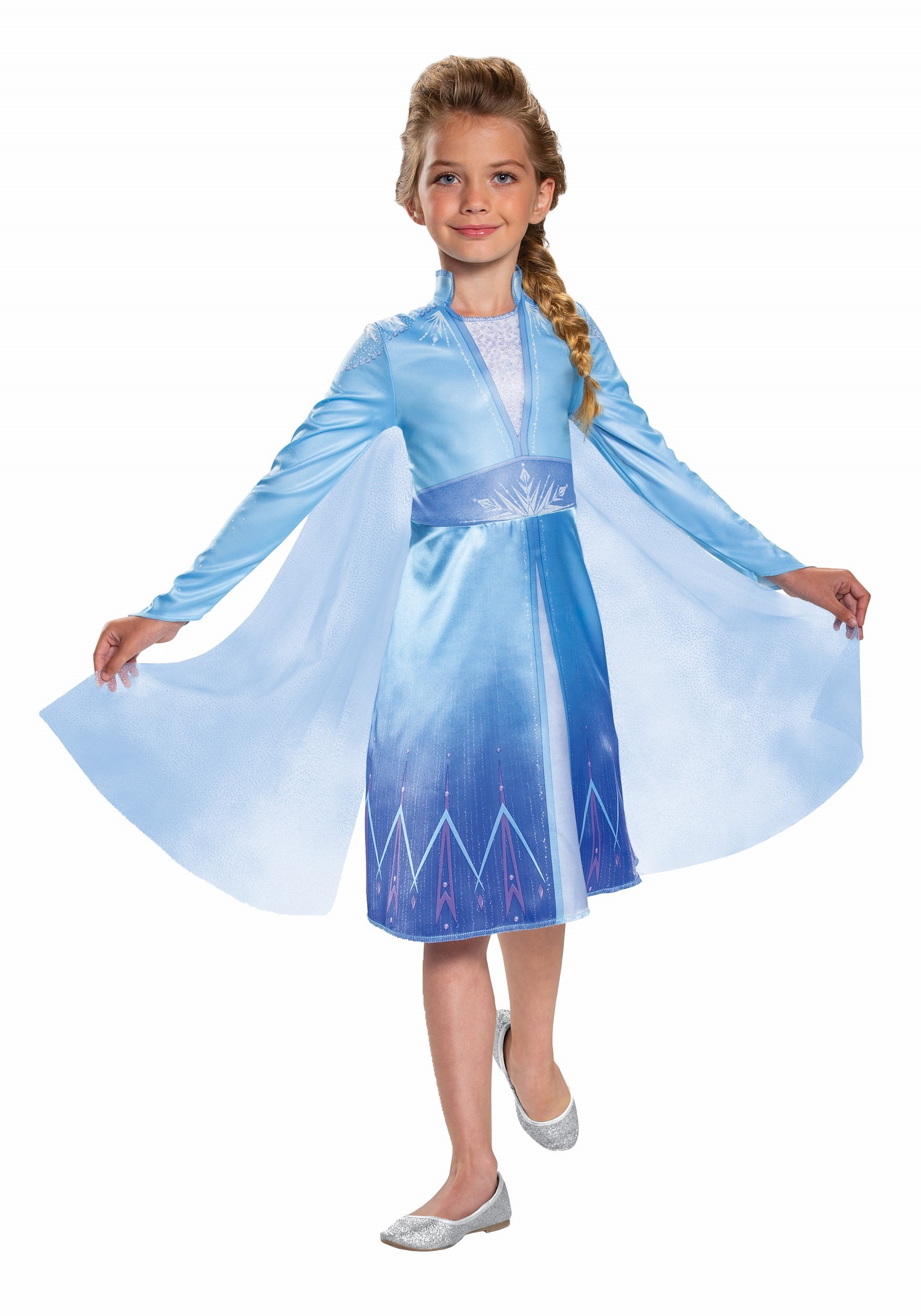 Childs Girls Disney Classic Blue Frozen Princess Elsa Snow Queen Costume