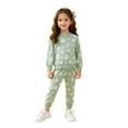 thumbnail image 3 of Glisme Girl Outfits Cozy Kids Long Sleeve Pajama With Floral Print For Kids Autumn Winter Loungewear Play Set Soft Girls Clothing Green Size 18-24 Months, 3 of 9