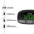 Sharp Alarm Clock with Electric Dual Fast Charge USB Ports and Battery