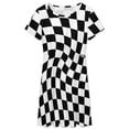 thumbnail image 3 of Warped Checkerboard Women's Dress Short Sleeve Summer Sundress Summer Women Clothes, 3 of 7