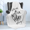 thumbnail image 4 of Positive Energy Soft Flannel Fleece Throw Blanket, Simple Monochromatic Illustration with Words, Cozy Plush for Indoor and Outdoor Use, 50" x 70", Charcoal Grey and White, by Ambesonne, 4 of 5